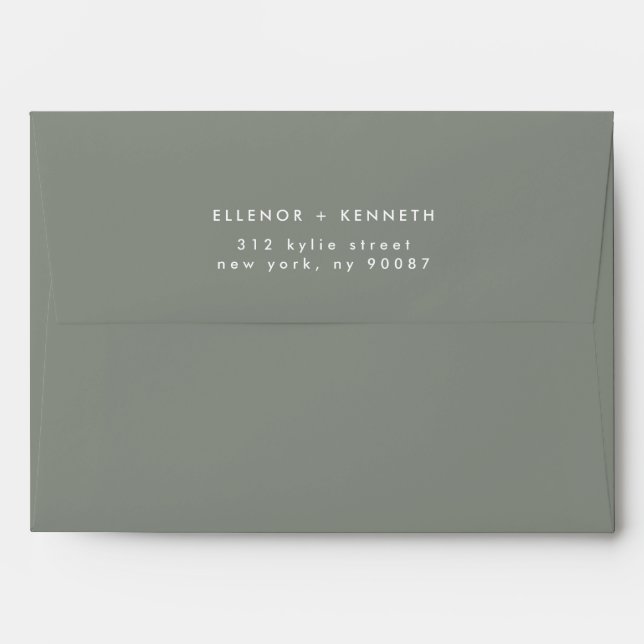 Modern Simple White Text and Sage Green Envelope (Back (Top Flap))