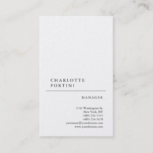 Modern Simple White Trendy Minimalist Pearl Business Card