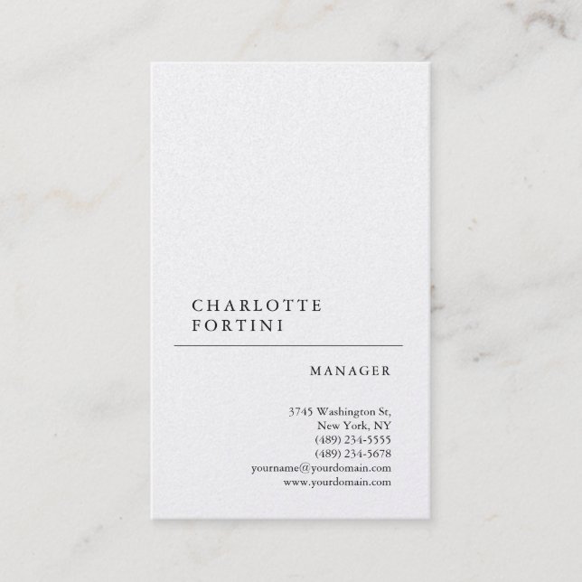 Modern Simple White Trendy Minimalist Pearl Business Card (Front)