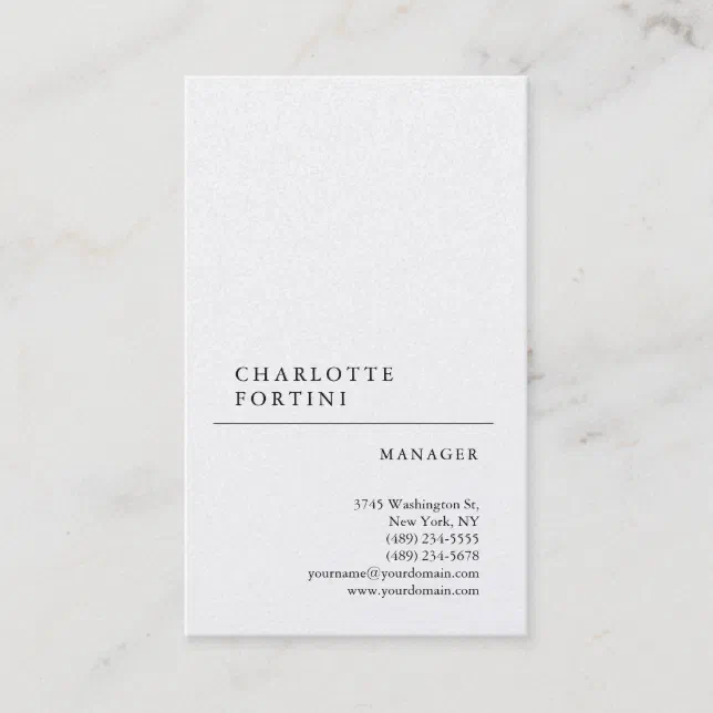 Modern Simple White Trendy Minimalist Pearl Business Card | Zazzle