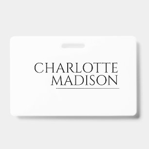 Modern Simple White Trendy Minimalist Plain  Badge