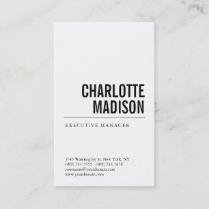 Modern Simple White Trendy Minimalist Plain Business Card