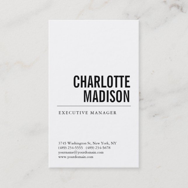 Modern Simple White Trendy Minimalist Plain  Business Card (Front)