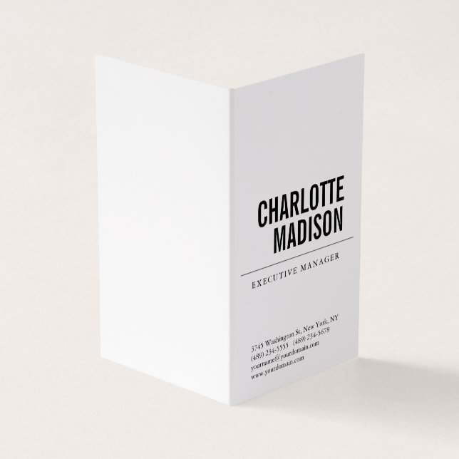 Modern Simple White Trendy Minimalist Plain  Business Card (Outside)