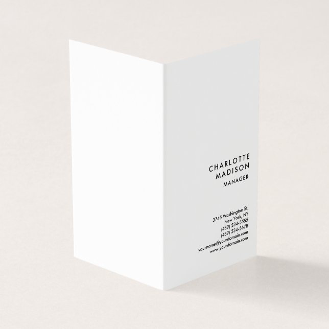 Modern Simple White Trendy Minimalist Plain Business Card (Outside)