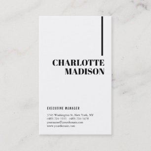 Modern Simple White Trendy Minimalist Plain Business Card
