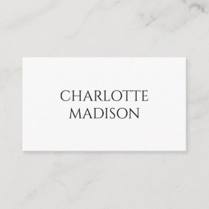 Modern Simple White Trendy Minimalist Plain Name Enclosure Card