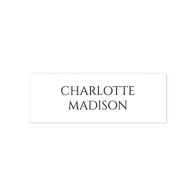 Modern Simple White Trendy Minimalist Plain Name Self-inking Stamp (Design)