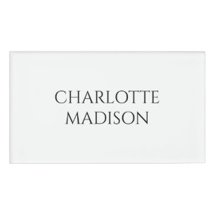 Modern Simple White Trendy Minimalist Plain  Name Tag