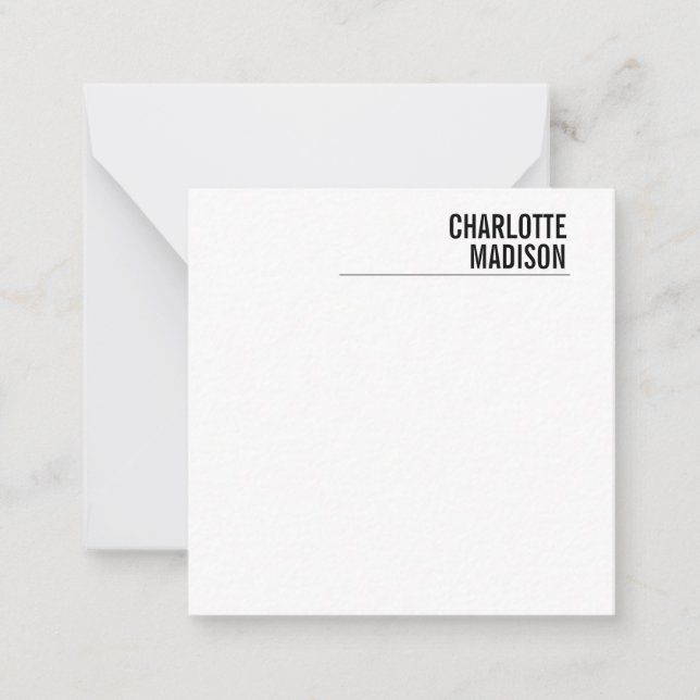 Modern Simple White Trendy Minimalist Plain  Note Card (Front)