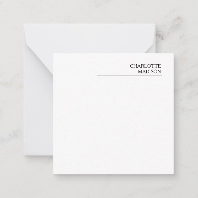 Modern Simple White Trendy Minimalist Plain  Note Card (Front)