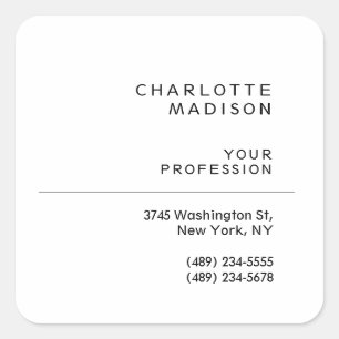 Modern Simple White Trendy Minimalist Plain Square Sticker