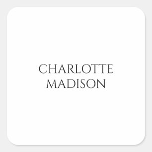 Modern Simple White Trendy Minimalist Plain  Square Sticker