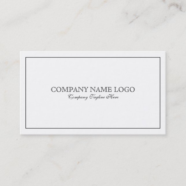 Modern Simple White With Tin Black Border Business Card (Front)
