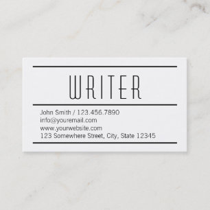Modern Simple White Writer Business Card