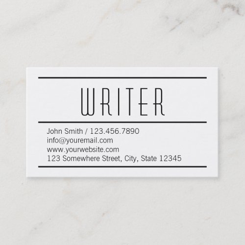 Modern Simple White Writer Business Card