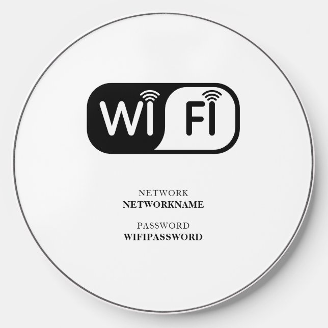 Modern Simple Wifi Network Internet Password Wireless Charger (Front)