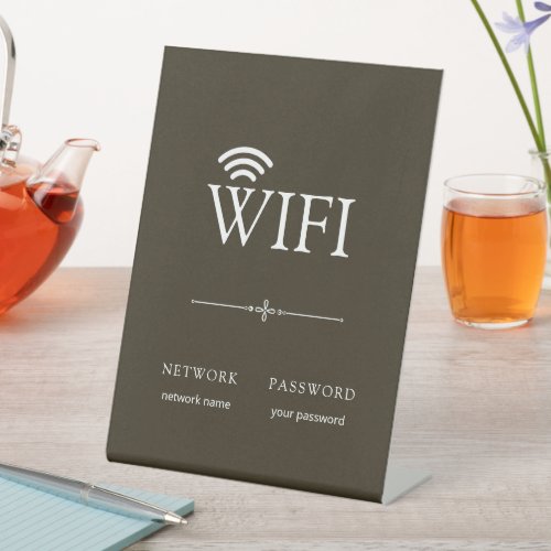 Modern Simple WiFi Network Password Sign Brown