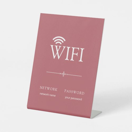 Modern Simple WiFi Network Password Sign Dusty Red