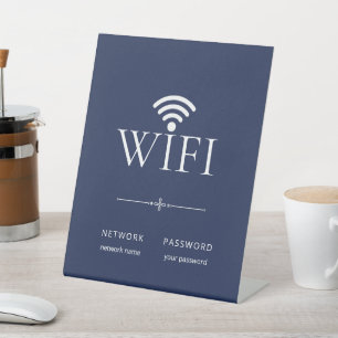 Modern Simple WiFi Network Password Sign Navy Blue