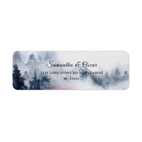 Modern Simple Winter Blue  White Forest Label