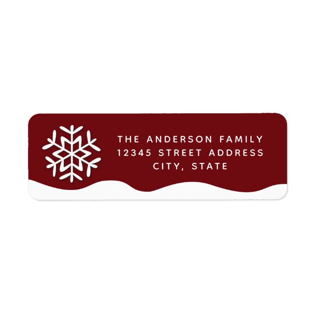 Modern Simple Winter Snowflake Snowy Christmas Label (Front)