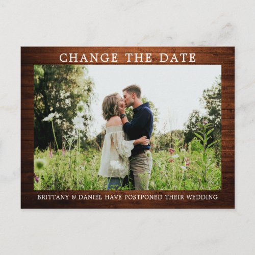 Modern Simple Wood Change The Date Photo Postcard