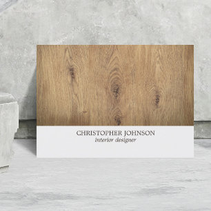 Modern Simple Wooden Light Grey Interior Designer Business Card