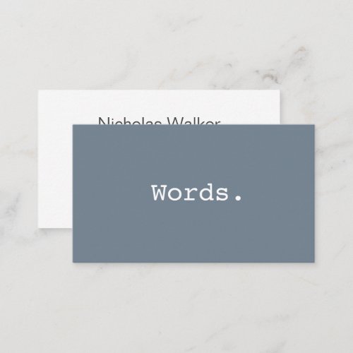 Modern simple writer publisher editor slate gray business card