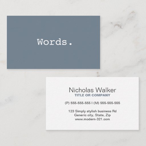Customizable Modern simple writer publisher editor slate gray business cards