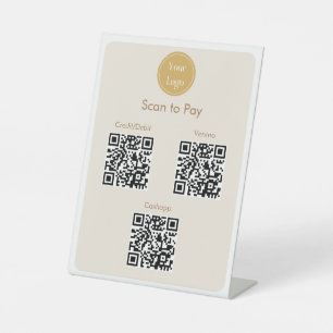 Modern Simple Yellow Cream Scan to pay QR Codes Pedestal Sign