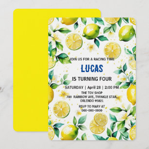 Modern Simple yellow Lemon watercolor birthday Invitation