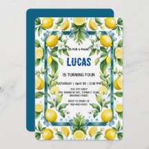 Modern Simple yellow Lemon watercolor birthday