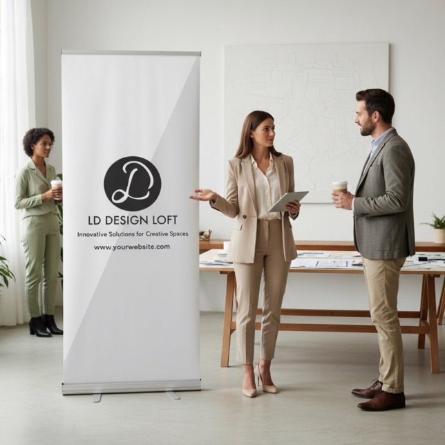Modern Simple Your Company logo here Retractable Banner (Banner stand for businesses with logo, tagline and website.)