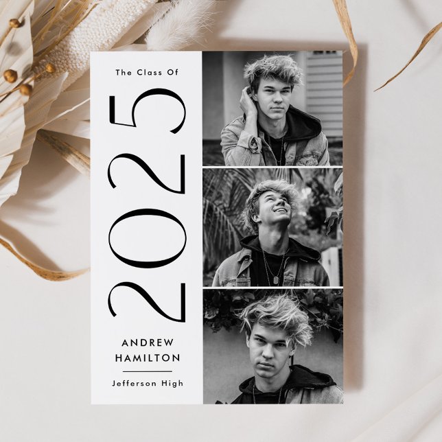 Modern Simplicity 3 Photo Class of 2025 Graduation Announcement (Creator Uploaded)