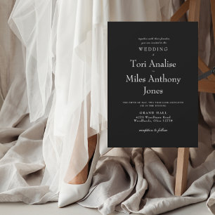 Modern Simplicity B/W Together With Wedding Invitation