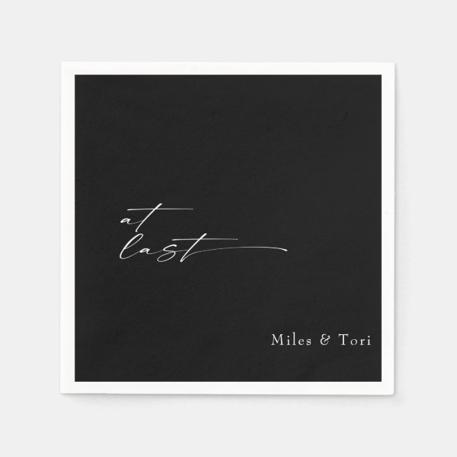 Modern Simplicity Black At Last Wedding  Napkins (Front)