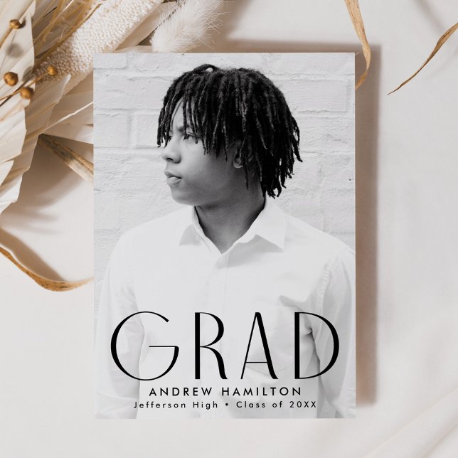 Modern Simplicity Black Photo Graduation Announcement (Creator Uploaded)