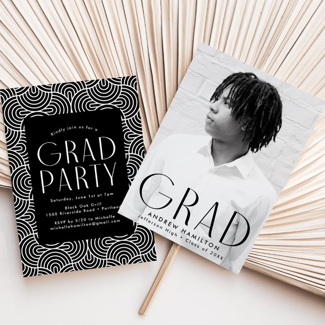 Modern Simplicity Black Photo Graduation Party Invitation (Creator Uploaded)