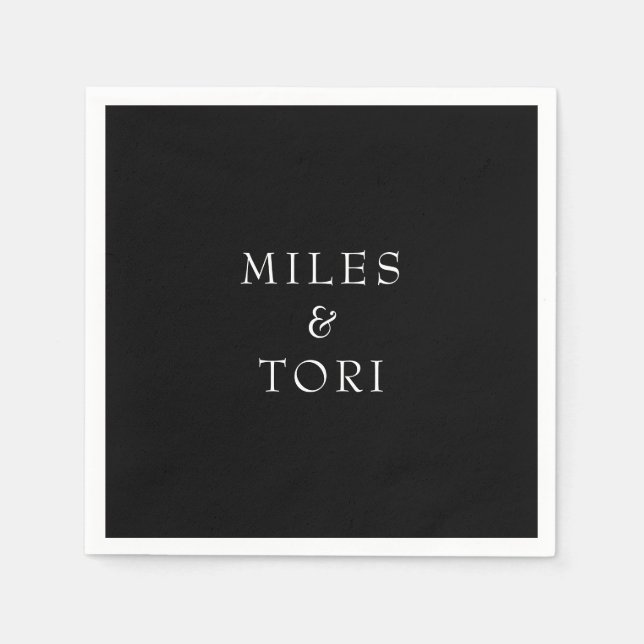 Modern Simplicity Black Wedding  Napkins (Front)
