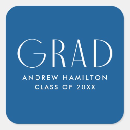 Modern Simplicity Blue Graduation Square Sticker