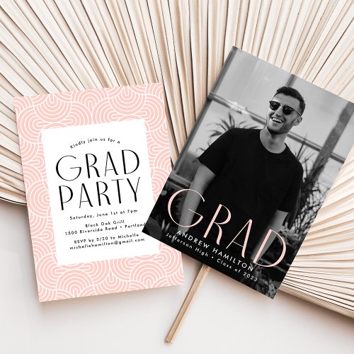 Modern Simplicity Blush Photo Graduation Party Invitation