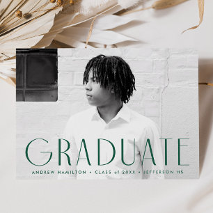 Modern Simplicity Green Photo Graduation Announcement