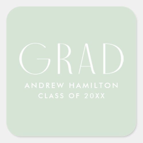 Modern Simplicity Mint Graduation Square Sticker