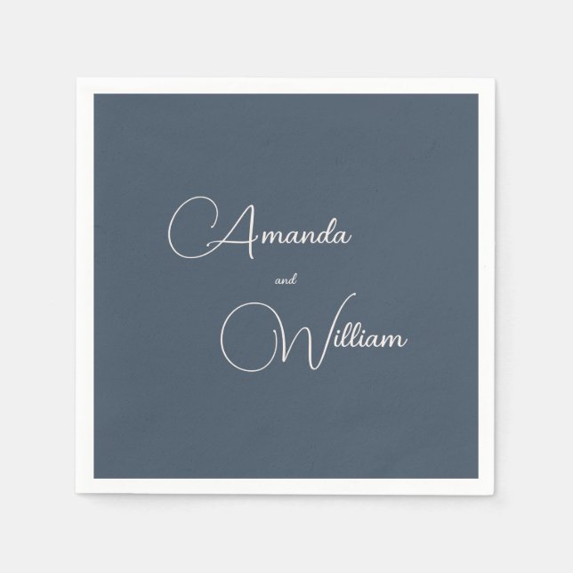 Modern Simplicity Navy Blue Wedding Napkins (Front)