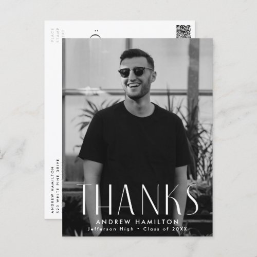 Modern Simplicity Photo Graduation Thank You Postcard