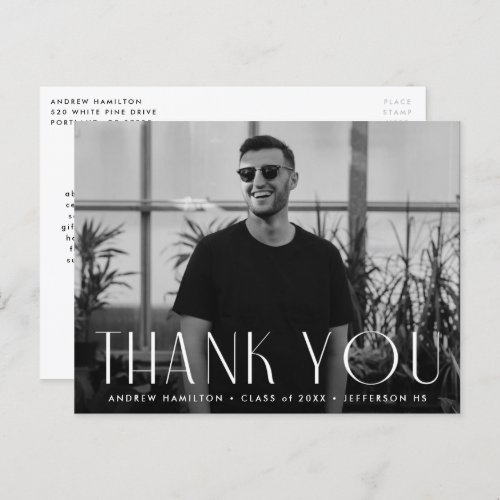 Modern Simplicity Photo Graduation Thank You Postcard