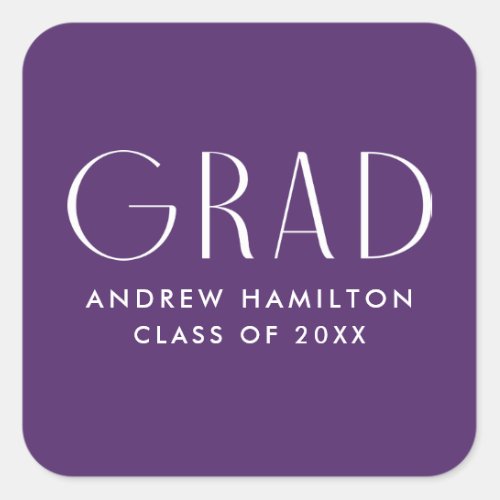Modern Simplicity Purple Graduation Square Sticker