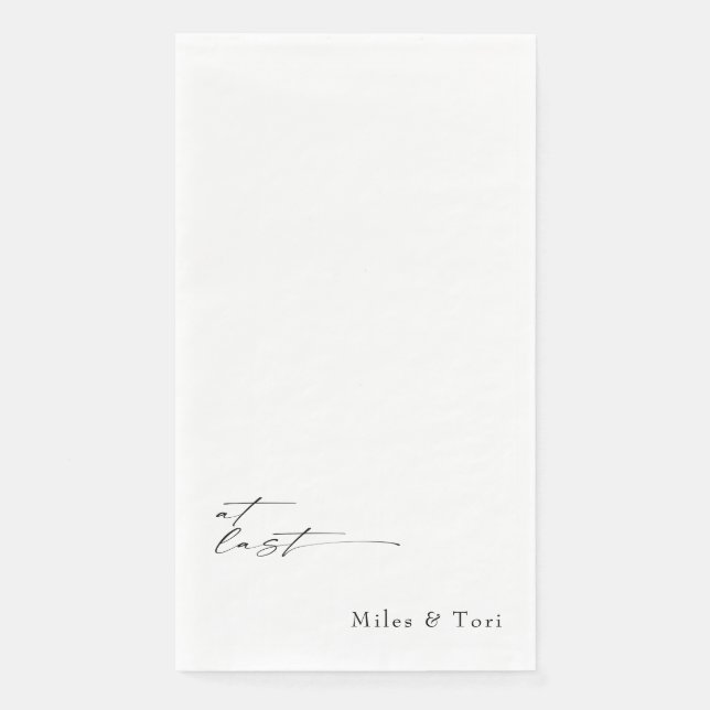 Modern Simplicity White At Last Wedding  Paper Guest Towels (Front)