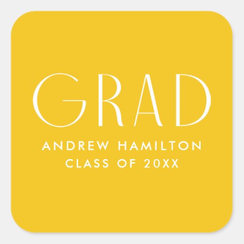 Modern Simplicity Yellow Graduation Square Sticker